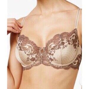 Wacoal Size 32C Lace Affair Underwire Bra 851256 Beige/brown NWT